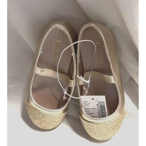 Children’s Place Girls Flats Size 8 Gold Glitter Ballerina Holidays Christmas